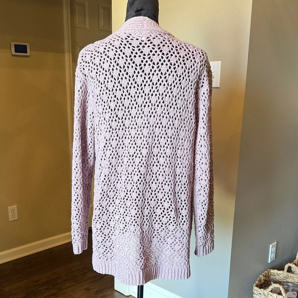 Elegant Lavender Women's Open-Knit Cardigan small - Picture 3 of 7